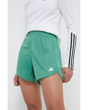 adidas Performance szorty treningowe Pacer kolor zielony gładkie high waist