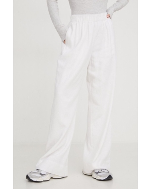 Abercrombie & Fitch spodnie lniane kolor biały szerokie high waist