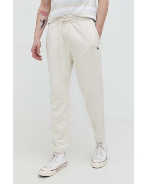 Abercrombie & Fitch spodnie dresowe kolor beżowy gładkie