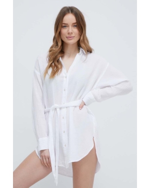 Abercrombie & Fitch koszula plażowa bawełniana kolor biały