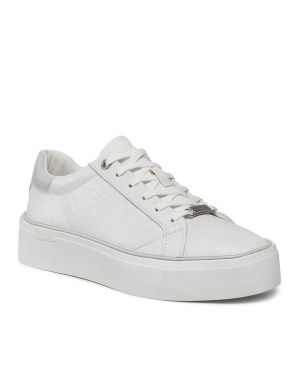 Calvin Klein Sneakersy Flatform C Lace Up - Mono Mix HW0HW01870 Biały