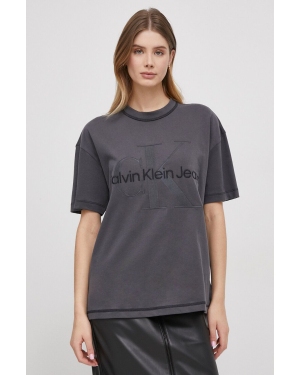 Calvin Klein Jeans t-shirt bawełniany damski kolor szary