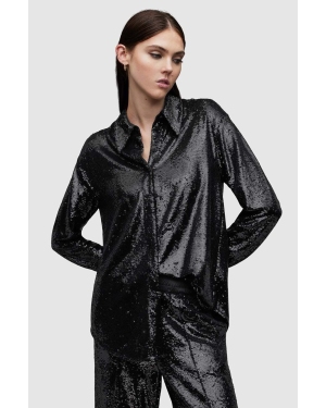 AllSaints koszula Charli damska kolor czarny relaxed z kołnierzykiem klasycznym