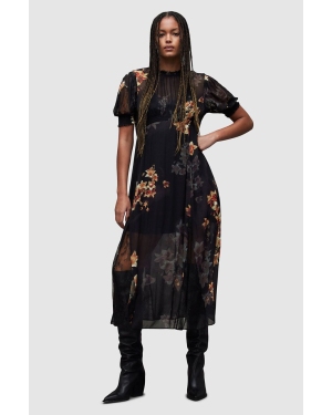 AllSaints sukienka Laverna kolor czarny maxi rozkloszowana