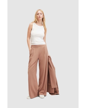 AllSaints spodnie ALEIDA damskie kolor brązowy szerokie high waist