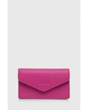 HUGO portfel damski kolor różowy