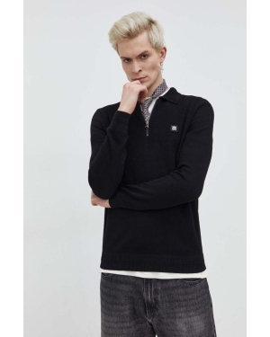 HUGO sweter z domieszką wełny męski kolor czarny