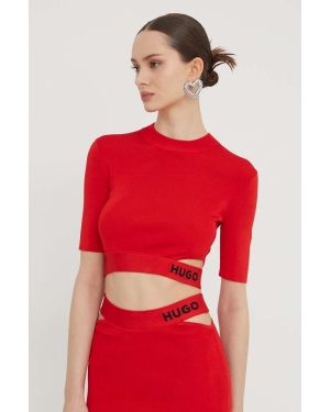 HUGO sweter damski kolor czerwony lekki