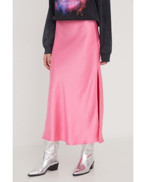 HUGO spódnica kolor różowy maxi rozkloszowana