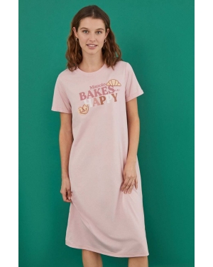 women'secret koszula nocna bawełniana MANOLO BAKES kolor różowy bawełniana 4366574