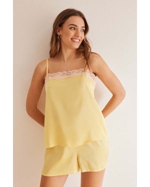 women'secret piżama SENSE VALENTINE damska kolor żółty satynowa 2547594