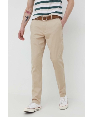 Solid spodnie męskie kolor beżowy proste