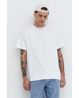 Solid t-shirt bawełniany męski kolor biały gładki