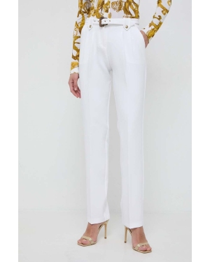 Versace Jeans Couture spodnie damskie kolor beżowy fason cygaretki high waist
