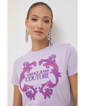Versace Jeans Couture t-shirt bawełniany damski kolor fioletowy