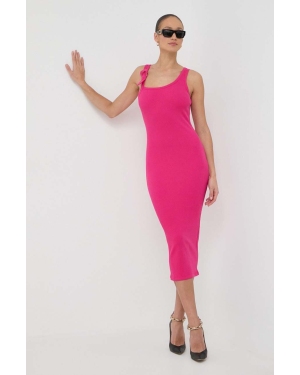 Versace Jeans Couture sukienka kolor różowy midi dopasowana