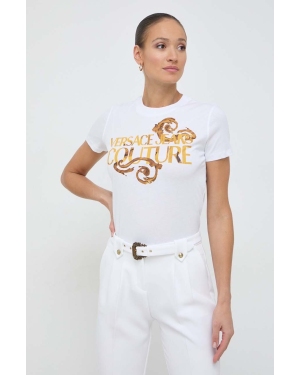 Versace Jeans Couture t-shirt bawełniany damski kolor biały
