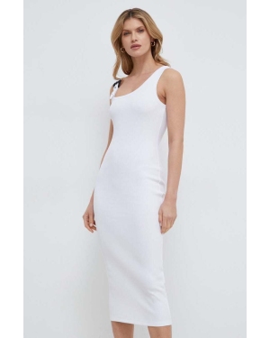 Versace Jeans Couture sukienka kolor biały midi dopasowana