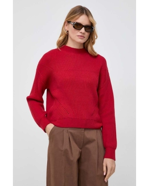 Patrizia Pepe sweter wełniany damski kolor czerwony z półgolfem