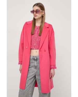 Patrizia Pepe płaszcz wełniany kolor różowy przejściowy