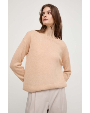 Patrizia Pepe sweter wełniany damski kolor beżowy lekki