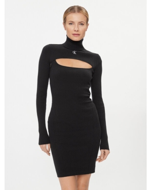 Calvin Klein Jeans Sukienka dzianinowa 2 In 1 Tight Ls Sweater Dress J20J222515 Czarny Slim Fit
