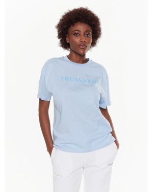 Trussardi T-Shirt Lettering Print 56T00565 Niebieski Regular Fit