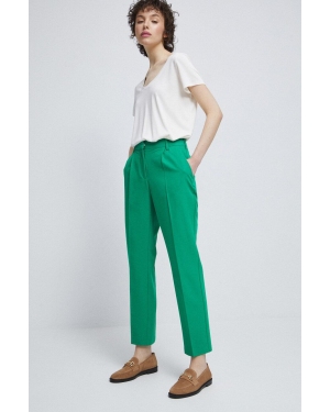 Medicine spodnie damskie kolor zielony fason chinos medium waist