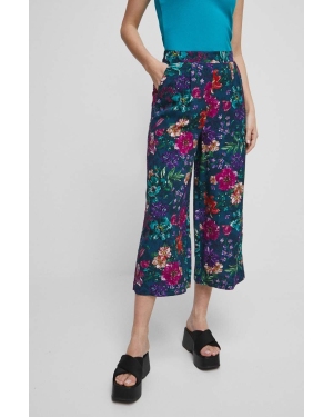 Medicine spodnie damskie kolor turkusowy fason culottes high waist