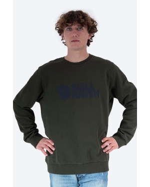 Fjallraven bluza bawełniana Logo Sweater męska kolor zielony z aplikacją F84142-345