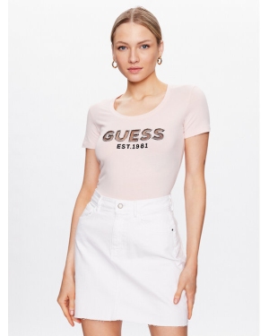 Guess T-Shirt Mesh Logo W3GI35 J1300 Różowy Slim Fit