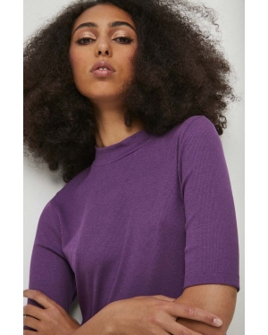 Medicine t-shirt damski kolor fioletowy z półgolfem