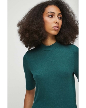 Medicine t-shirt damski kolor zielony z półgolfem