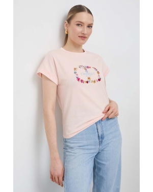 Twinset t-shirt bawełniany damski kolor różowy