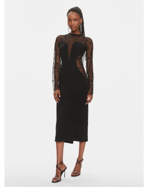 ROTATE Sukienka koktajlowa Contrast Midi Dress 111268100 Czarny Slim Fit