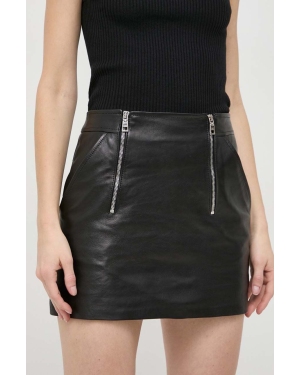 Elisabetta Franchi spódnica skórzana kolor czarny mini prosta