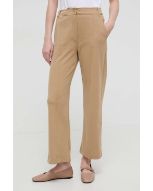 Weekend Max Mara spodnie damskie kolor beżowy proste high waist 2415781021600