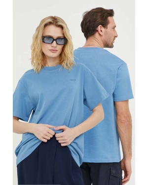 Mercer Amsterdam t-shirt bawełniany The Logo Tee kolor niebieski z nadrukiem MEAP241003