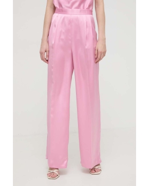 Twinset spodnie damskie kolor różowy szerokie high waist