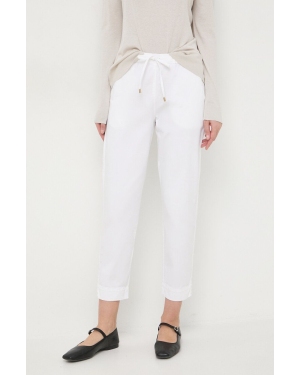 Max Mara Leisure spodnie damskie kolor biały proste high waist 2416131058600