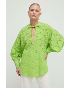 Silvian Heach bluzka bawełniana damska kolor zielony gładka