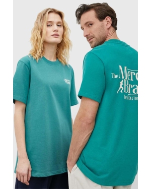 Mercer Amsterdam t-shirt bawełniany kolor zielony z nadrukiem