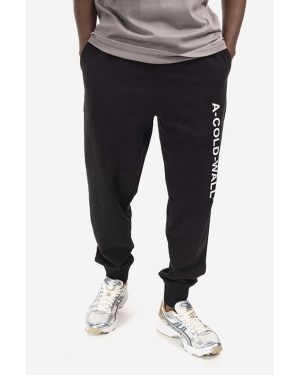 A-COLD-WALL* spodnie dresowe bawełniane Essential Logo Sweatpants kolor czarny z nadrukiem ACWMB148.-BLACK