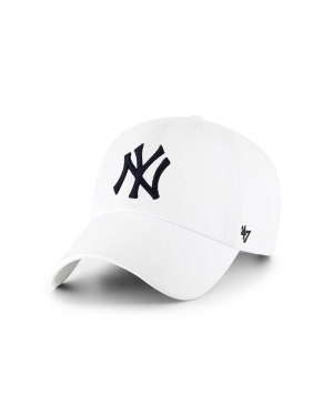 47brand czapka z daszkiem bawełniana MLB New York Yankees kolor biały z aplikacją B-RGW17GWS-WHA