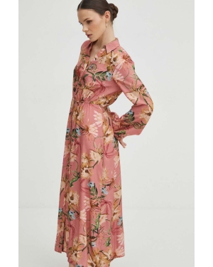 Medicine sukienka kolor różowy midi rozkloszowana