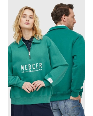 Mercer Amsterdam bluza bawełniana kolor zielony z nadrukiem