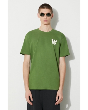 Wood Wood t-shirt bawełniany Ace AA Logo męski kolor zielony z nadrukiem 10285709.2222