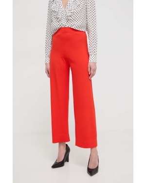 Liviana Conti spodnie damskie kolor pomarańczowy szerokie high waist