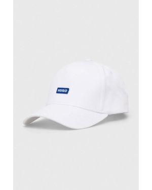 Hugo Blue czapka z daszkiem bawełniana kolor biały z aplikacją 50522266