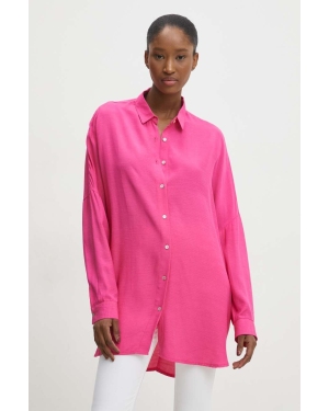 Answear Lab koszula damska kolor różowy relaxed z kołnierzykiem klasycznym